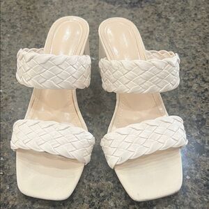 Women’s Braided Double-Strap Slide Sandals in Cream